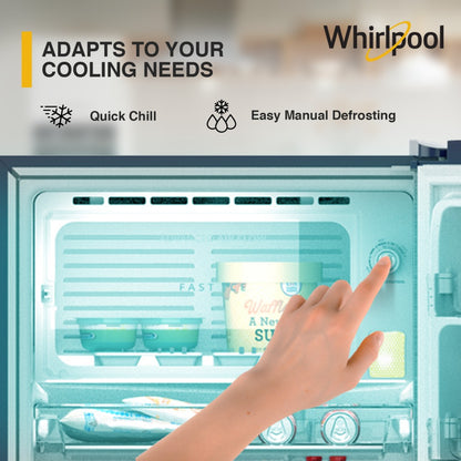 Whirlpool 192 L डायरेक्ट कूल सिंगल डोर 4 स्टार रेफ्रिजरेटर बेस ड्रावर के साथ लैमिनार एयरफ्लो के साथ - नीला, 215 मैजिक कूल रॉय 4S Inv नीला ABYSS-Z