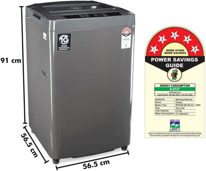 Godrej 6.5 kg 5 Star with Turbo 6 Pulsator Washing Machine Fully Automatic Top Load Grey - WTEON 650 AD 5.0 ROGR