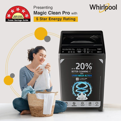 Whirlpool 7 kg Magic Clean 5 Star Fully Automatic Top Load Washing Machine Grey - MAGIC CLEAN 7.0 GENX GREY 5YMW