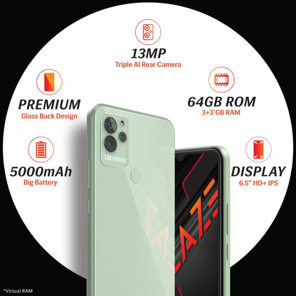 LAVA Blaze (Glass Green, 64 GB) - 3 GB RAM