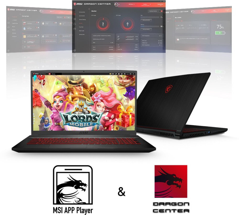 MSI Core i7 11वीं जेनरेशन - (8GB/512GB SSD/Windows 10 Home/4GB ग्राफ़िक्स/NVIDIA GeForce RTX 3050/144 Hz) GF63 थिन 11UC-866IN गेमिंग लैपटॉप - 15.6 इंच, काला, 1.86 Kg