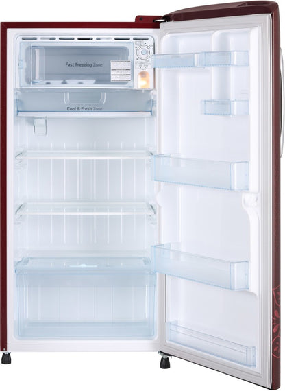 LG 215 L Direct Cool Single Door 5 Star Refrigerator  with Smart Inverter With Smart Connect , Moist 'N' Fresh - Ruby Regal, GL-B221ARRZ