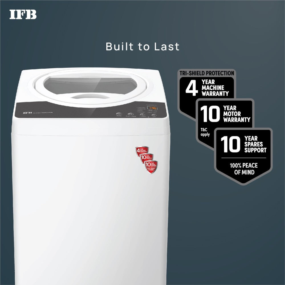 IFB 7 kg 5 Star Aqua Conserve Hard Water Wash, Smart Sense 4 years Comprehensive Warranty Fully Automatic Top Load Washing Machine Grey, White - TL-R1WH 7.0KG AQUA