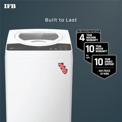 IFB 7 kg 5 Star Aqua Conserve Hard Water Wash, Smart Sense 4 years Comprehensive Warranty Fully Automatic Top Load Washing Machine Grey, White - TL-R1WH 7.0KG AQUA