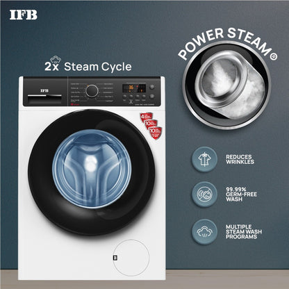 IFB 6.5 kg स्टीम वॉश, एक्वा एनर्जी, एंटी-एलर्जेन के साथ 4 साल की व्यापक वारंटी, इन-बिल्ट हीटर के साथ पूरी तरह से स्वचालित फ्रंट लोड वॉशिंग मशीन सफेद - एलेना ZWS 6510