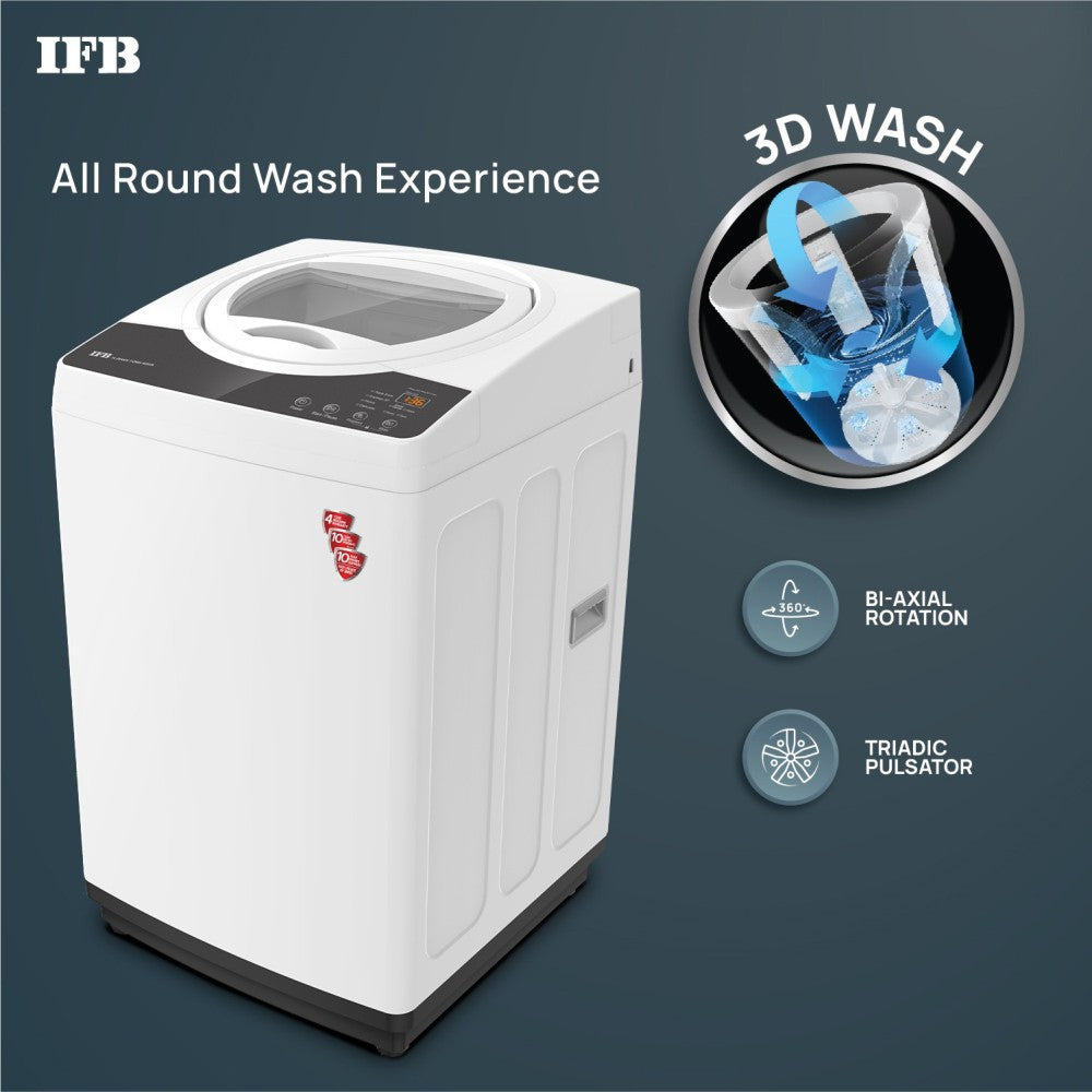 IFB 7 kg 5 Star Aqua Conserve Hard Water Wash, Smart Sense 4 years Comprehensive Warranty Fully Automatic Top Load Washing Machine Grey, White - TL-R1WH 7.0KG AQUA