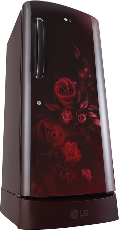 LG 205 L Direct Cool Single Door 5 Star Refrigerator with Base Drawer  with Smart Inverter Compressor, Moist 'N' Fresh & Humidity Controller - Scarlet Euphoria, GL-D221ASEZ