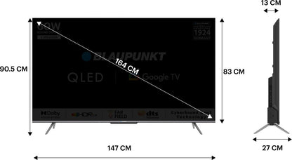 ब्लौपंकट 164 सेमी (65 इंच) क्यूएलईडी अल्ट्रा एचडी (4K) स्मार्ट गूगल टीवी डॉल्बी एटमॉस और फार-फील्ड माइक के साथ - 65QD7030