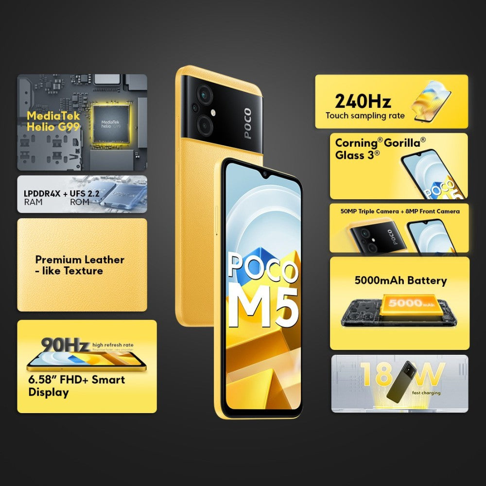 POCO M5 (Yellow, 64 GB) - 4 GB RAM