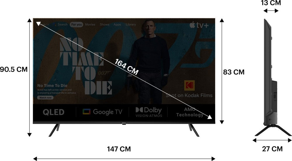KODAK 164 cm (65 inch) QLED Ultra HD (4K) Smart Google TV With Dolby Atmos & Dolby Vision - 65MT5033