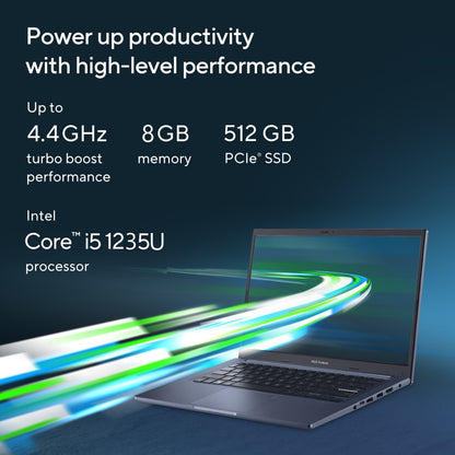 ASUS Vivobook 14 (2022) Core i5 12th Gen - (8 GB/512 GB SSD/Windows 11 Home) X1402ZA-EK521WS पतला और हल्का लैपटॉप - 14 इंच, शांत नीला, 1.50 किग्रा, एमएस ऑफिस के साथ