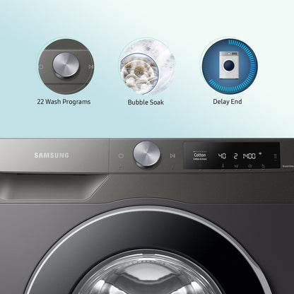 SAMSUNG 9 kg AI Control, Wi-Fi and Digital Inverter Eco Bubble Fully Automatic Front Load Washing Machine with In-built Heater Black - WW90T604DLN1TL