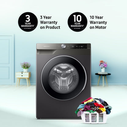 SAMSUNG 9 kg AI Control, Wi-Fi and Digital Inverter Eco Bubble Fully Automatic Front Load Washing Machine with In-built Heater Black - WW90T604DLN1TL