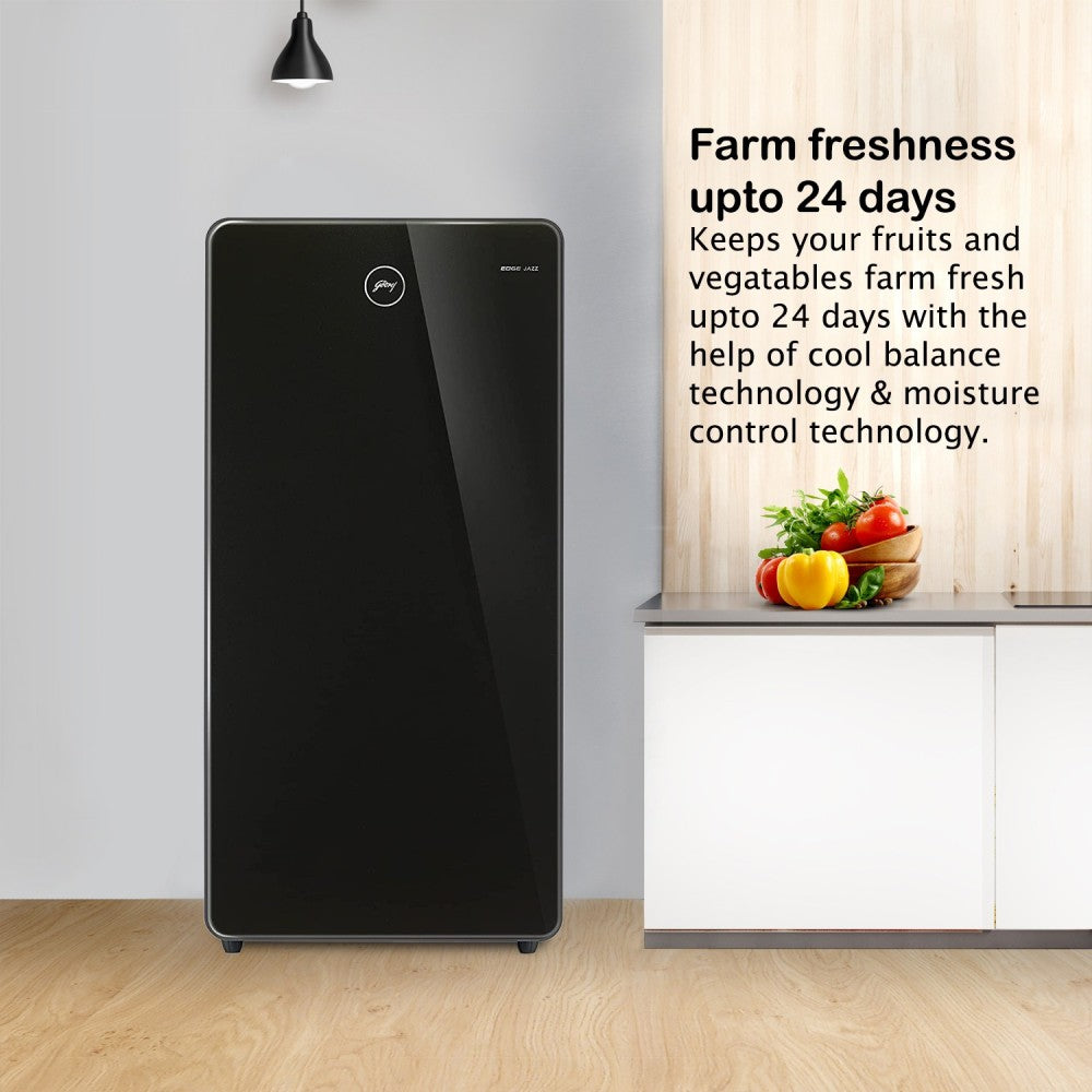 Godrej 192 L Direct Cool Single Door 3 Star Refrigerator - Onyx Black, RD EDGEJAZZ 207C 33 TRF OX BK