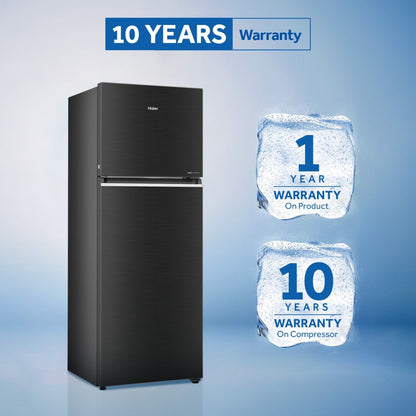 Haier 345 L Frost Free Double Door 3 Star Convertible Refrigerator - Black Brushline, HEF-35TKS