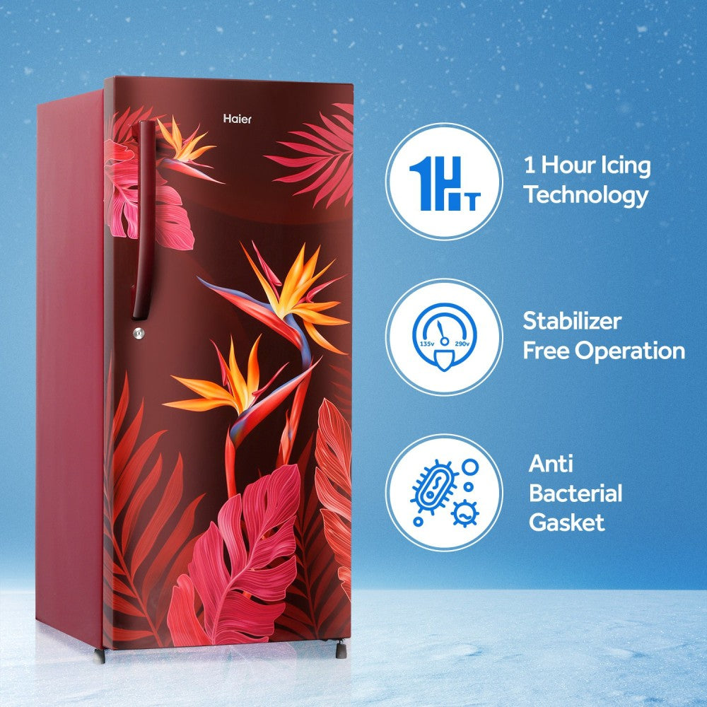 Haier 220 L Direct Cool Single Door 3 Star Refrigerator - Red Crane, HRD-2203CRC