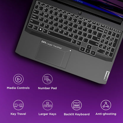 Lenovo IdeaPad गेमिंग 3 Ryzen 5 Hexa Core 5600H - (8 GB/1 TB HDD/256 GB SSD/Windows 11 Home/4 GB ग्राफ़िक्स/NVIDIA GeForce GTX 1650/120 Hz) Ideapad Gaming3 15ACH6D1 गेमिंग लैपटॉप - 15.6 इंच, शैडो ब्लैक, 2.25 किग्रा