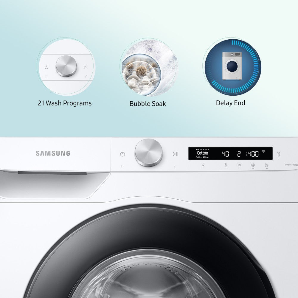 SAMSUNG 8 kg Fully Automatic Front Load Washing Machine Black, White - WW80T504NAW1TL