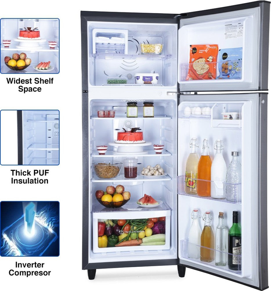 Godrej 255 L Frost Free Double Door 2 Star Refrigerator - Thunder Steel, RF EON 255B 25 HI TH ST