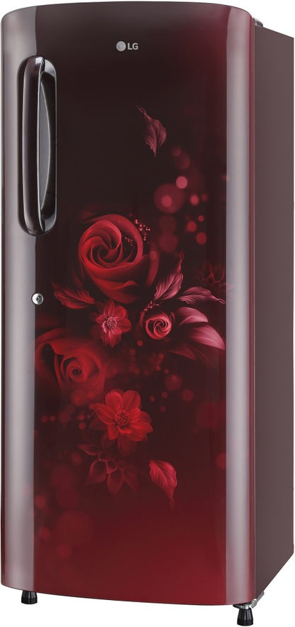 LG 224 L Direct Cool Single Door 4 Star Refrigerator  with Smart Inverter Compressor, Humidity Controller & Moist 'N' Fresh - Scarlet Euphoria, GL-B241ASEY