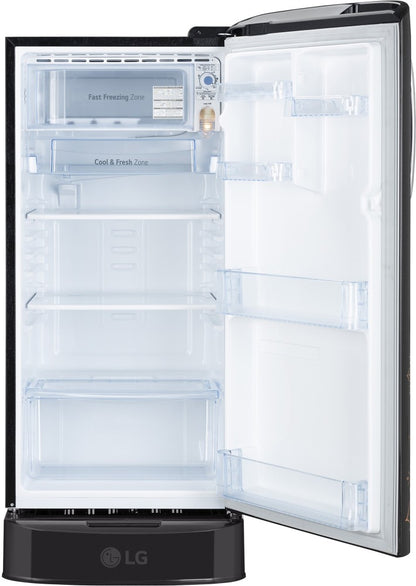 LG 185 L Direct Cool Single Door 5 Star Refrigerator  with Smart Inverter Compressor, Fast Ice Making - Ebony Regal, GL-D201AERU