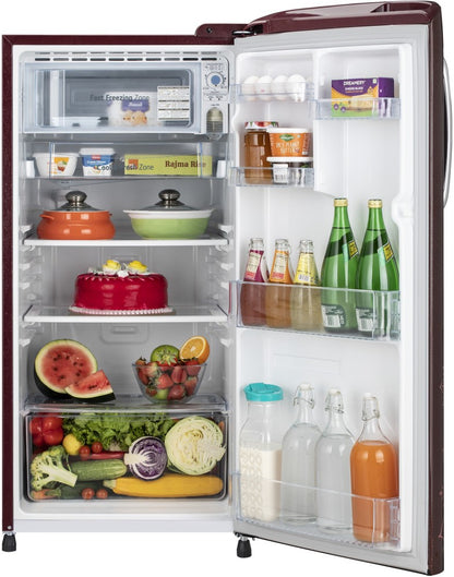 LG 190 L Direct Cool Single Door 5 Star Refrigerator  with Smart Inverter With Smart Connect, Moist 'N' Fresh - Ruby Regal, GL-B201ARRZ