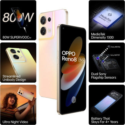 OPPO Reno8 5G (Shimmer Gold, 128 GB) - 8 GB RAM