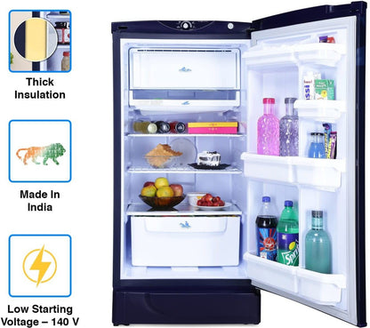 Godrej 180 L Direct Cool Single Door 2 Star Refrigerator - Pep Blue, RD EDGE 205B WRF PP BL