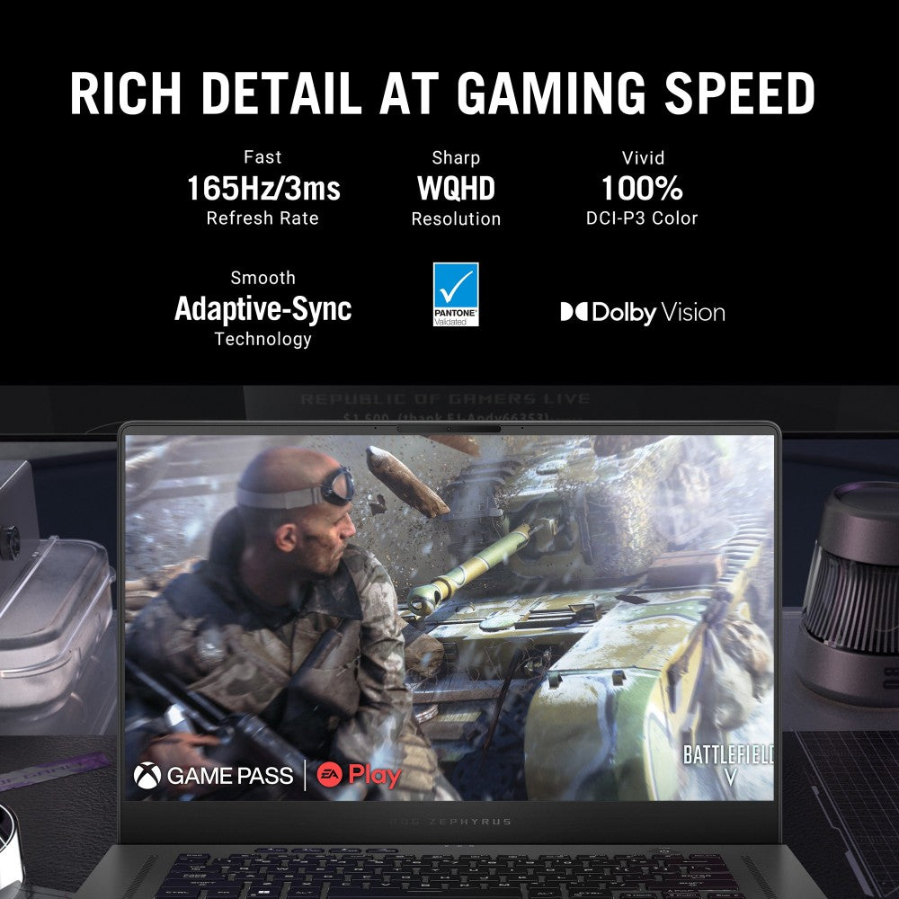 ASUS ROG Zephyrus G15 (2022) 90Whr बैटरी के साथ Ryzen 9 Octa Core 6900HS - (16 GB/1 TB SSD/Windows 11 Home/8 GB ग्राफ़िक्स/NVIDIA GeForce RTX 3080/165 Hz) GA503RS-HQ027WS गेमिंग लैपटॉप - 15.6 इंच, एक्लिप्स ग्रे, 1.90 किग्रा, एमएस ऑफिस के साथ