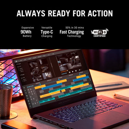 ASUS ROG Zephyrus G15 (2022) 90Whr बैटरी Ryzen 9 ऑक्टा कोर 6900HS के साथ - (16 GB/1 TB SSD/Windows 11 Home/6 GB ग्राफ़िक्स/NVIDIA GeForce RTX 3060) GA503RM-LN095WS गेमिंग लैपटॉप - 15.6 इंच, एक्लिप्स ग्रे, 1.90 किलोग्राम