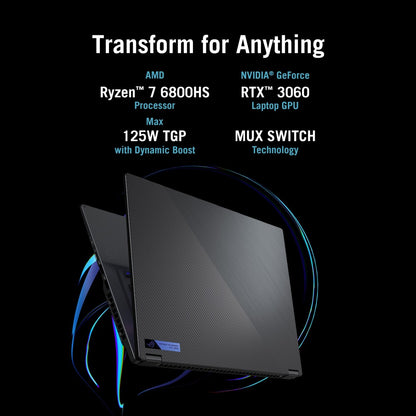 Asus ROG Flow X16 (2022) 90Whr बैटरी Ryzen 7 ऑक्टा कोर AMD R7-6800HS के साथ - (16 GB/1 TB SSD/Windows 11 Home/6 GB ग्राफ़िक्स/NVIDIA GeForce RTX 3060) GV601RM-M6054WS 2 इन 1 गेमिंग लैपटॉप - 16 इंच, एक्लिप्स ग्रे, 2.00 किग्रा, एमएस ऑफिस के साथ