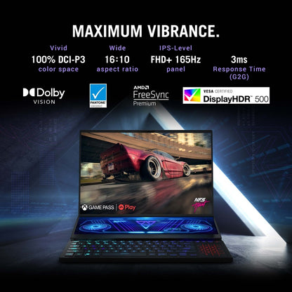 ASUS ROG Zephyrus Duo 16 (2022) डुअल स्क्रीन लैपटॉप 90Whr बैटरी के साथ Ryzen 7 ऑक्टा कोर 6800H - (32 GB/2 TB SSD/Windows 11 Home/6 GB ग्राफ़िक्स/NVIDIA GeForce RTX 3060) GX650RMZ-LS019WS गेमिंग लैपटॉप - 16 इंच, काला, 2.50 किग्रा, एमएस ऑफिस के साथ