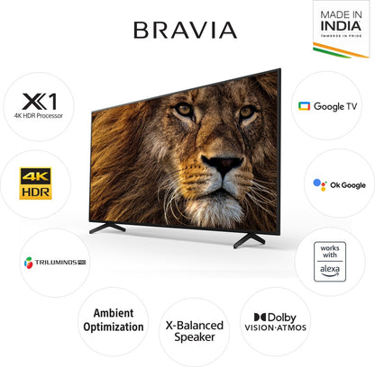 Sony X80AJ 163.9 सेमी (65 इंच) Ultra HD (4K) LED स्मार्ट Google TV - KD-65X80AJ