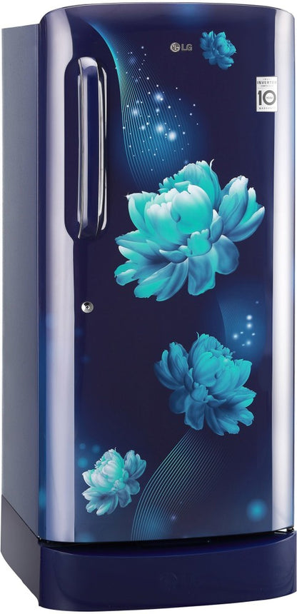 LG 190 L Direct Cool Single Door 5 Star Refrigerator with Base Drawer  with Smart Inverter Compressor - Blue Charm, GL-D201ABCZ