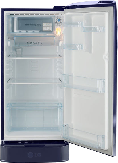 LG 190 L Direct Cool Single Door 5 Star Refrigerator with Base Drawer  with Smart Inverter Compressor - Blue Charm, GL-D201ABCZ