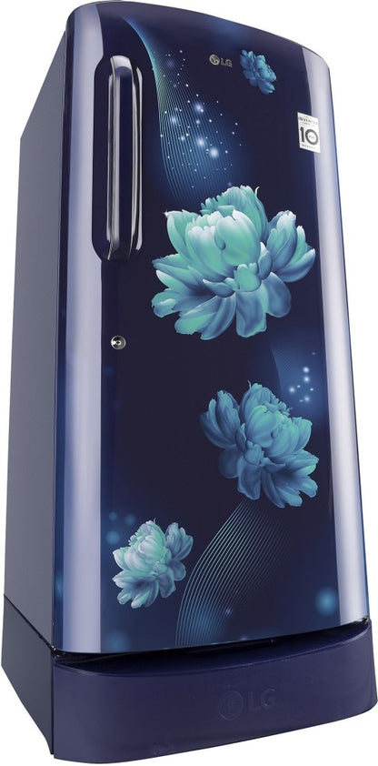 LG 190 L Direct Cool Single Door 5 Star Refrigerator with Base Drawer  with Smart Inverter Compressor - Blue Charm, GL-D201ABCZ