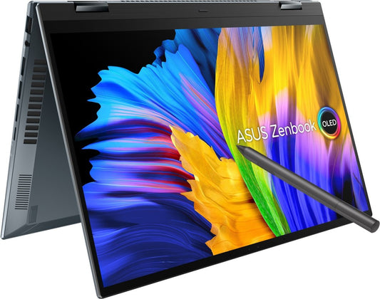 Asus Zenbook Flip 14 OLED Intel H-Series Core i7 12th Gen - (16GB/512GB SSD/Windows 11 Home) UP5401ZA-KN701WS 2 in 1 लैपटॉप - 14 इंच, पाइन ग्रे, 1.40 Kg, MS Office के साथ