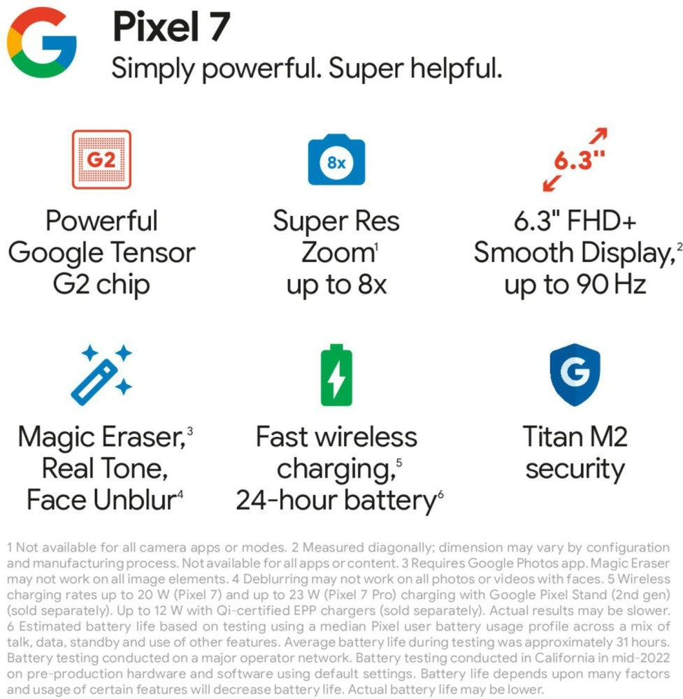 Google Pixel 7 (लेमनग्रास, 128 जीबी) - 8 जीबी रैम