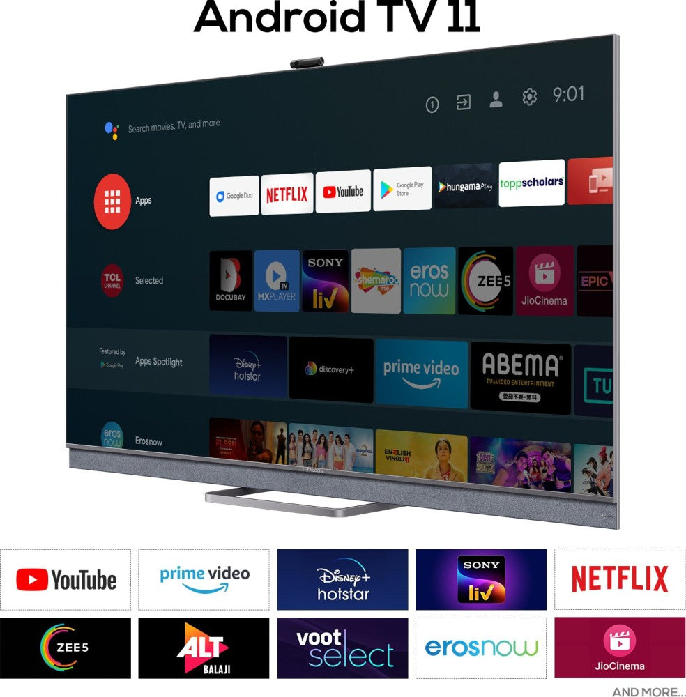 iFFALCON by TCL H82 139 cm (55 inch) QLED Ultra HD (4K) Smart Android TV With Android 11 (Graphite Grey) | Mini LED with Video Call Camera - 55H82