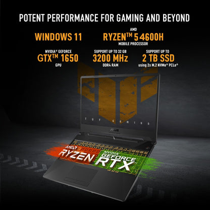 ASUS TUF गेमिंग A17 90Whr बैटरी के साथ Ryzen 5 हेक्सा कोर AMD R5-4600H - (8 GB/512 GB SSD/Windows 11 Home/4 GB ग्राफ़िक्स/NVIDIA GeForce GTX 1650/144 Hz) FA706IHRB-HX041W गेमिंग लैपटॉप - 17.3 इंच, ग्रेफाइट काला, 2.60 कि.ग्रा