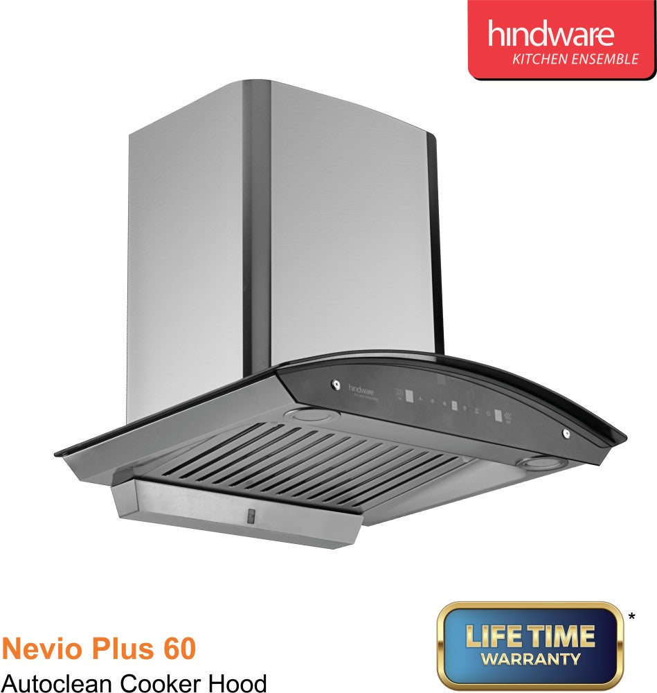 Hindware Nevio Plus 60 ऑटो क्लीन वॉल माउंटेड चिमनी - आईनॉक्स 1400 CMH