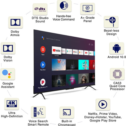 Sansui 178 cm (70 inch) Ultra HD (4K) LED Smart Android TV with Hands Free Voice Command - JSW70ASUHDFF