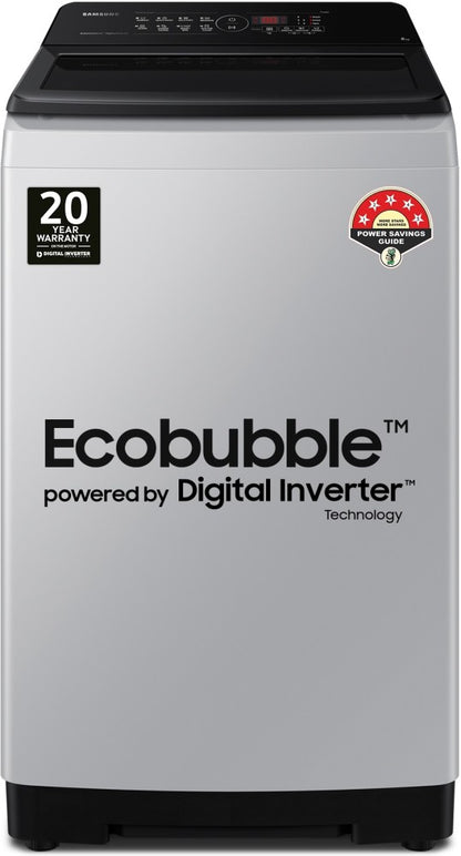 SAMSUNG 8 kg Inverter 5 Star with Ecobubble Technology Washing Machine Fully Automatic Top Load Grey - WA80BG4441BGTL