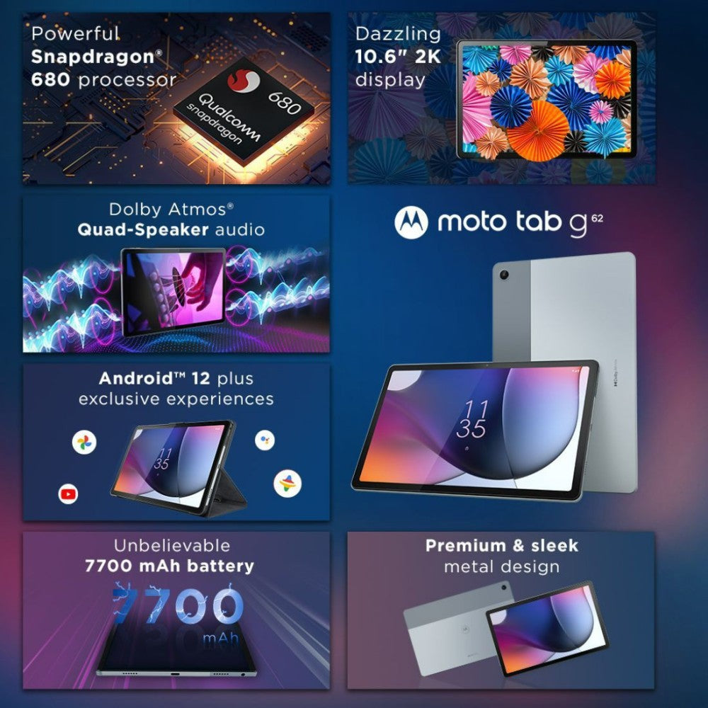 MOTOROLA Tab G62 4 GB RAM 64 GB ROM 10.61 inch with Wi-Fi Only Tablet (Frost Blue)
