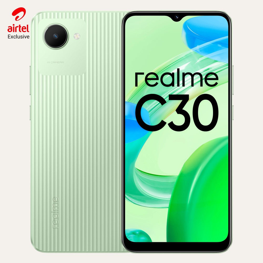 Realme C30 - एयरटेल प्रीपेड (बैम्बू ग्रीन, 32 जीबी) - 3 जीबी रैम के साथ लॉक किया गया