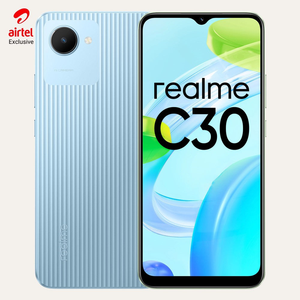 Realme C30 - एयरटेल प्रीपेड (लेक ब्लू, 32 जीबी) - 2 जीबी रैम के साथ लॉक किया गया