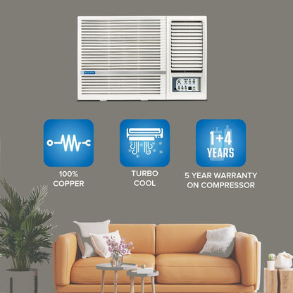 Blue Star 1.5 Ton 2 Star Window AC  - White - WFB218LN, Copper Condenser