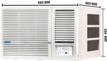 Blue Star 1.5 Ton 3 Star Window Inverter AC  - White - WIB318LN, Copper Condenser