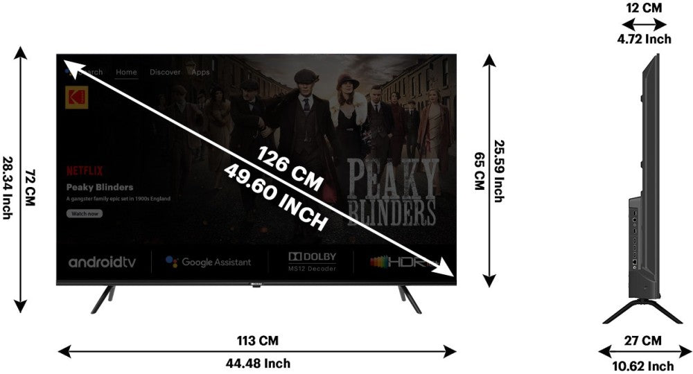 KODAK CA PRO 126 cm (50 इंच) Ultra HD (4K) LED स्मार्ट Android TV Dolby MS12 और Dolby Digital Plus के साथ - 50CAPRO5066