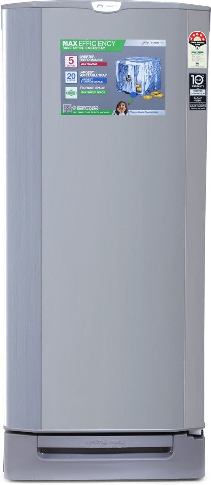 Godrej 210 L Direct Cool Single Door 5 Star Refrigerator - Steel Rush, RD EDGEPRO 225E 53 TDI ST RH